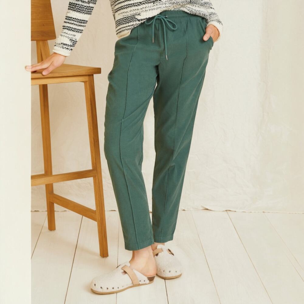 Garnet Hill Pull On Corduroy Trousers Dark Green Womens Small